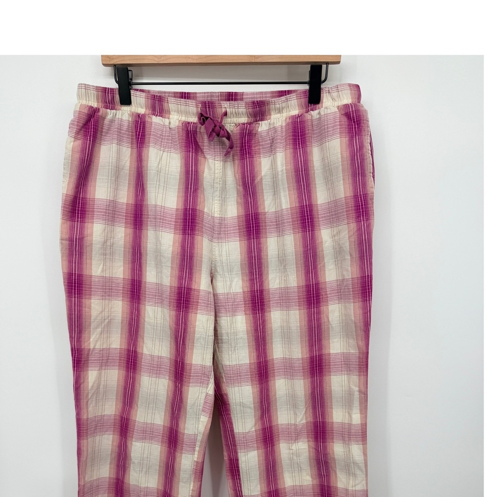 Pendleton Pajama Pants Women L Pink Plaid Good Cotton Drawstring Lounge